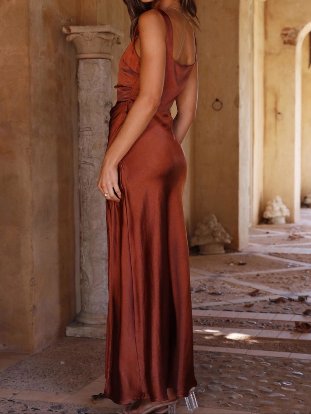 Rust Satin dress - Picture 2 of 4